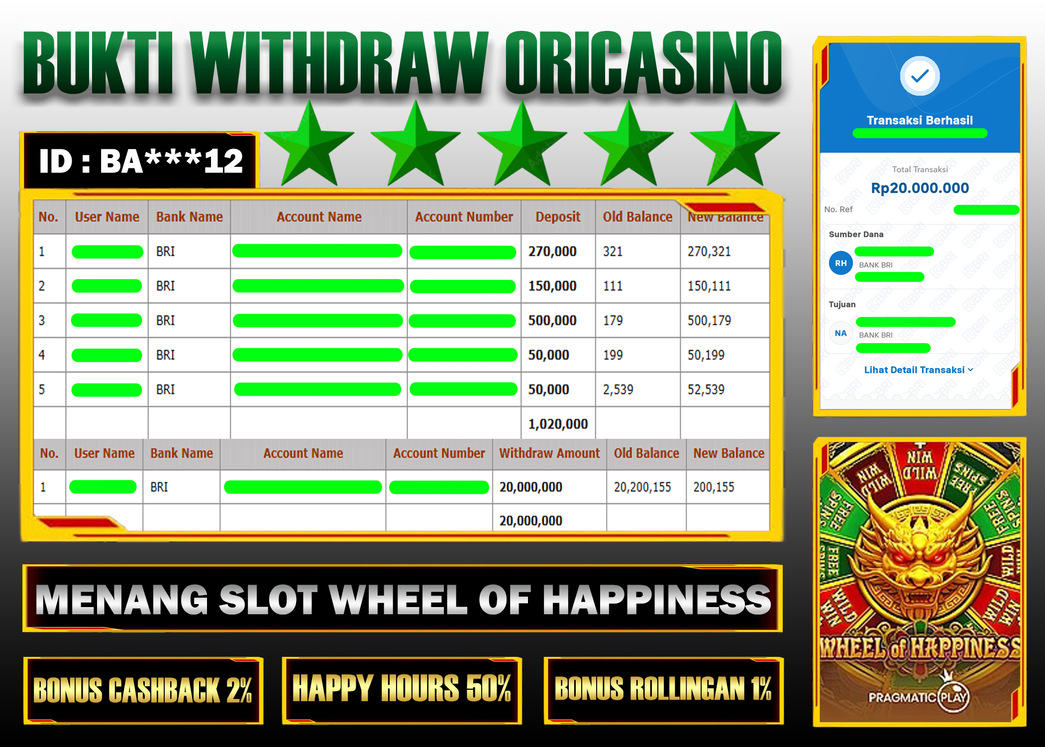 BUKTI KEMENANGAN SLOT WHEEL OF HAPPINESS PROVIDER PRAGMATIC PLAY